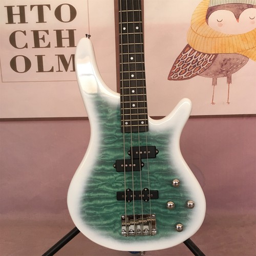 Green burst electric bass - green,